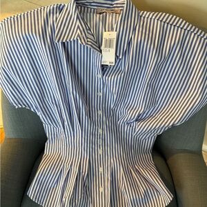 Philosophy Blue and White Striped Button Down Shirt